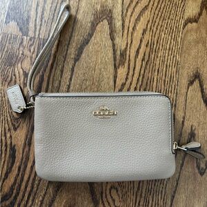 Coach Taupe Leather Wristlet